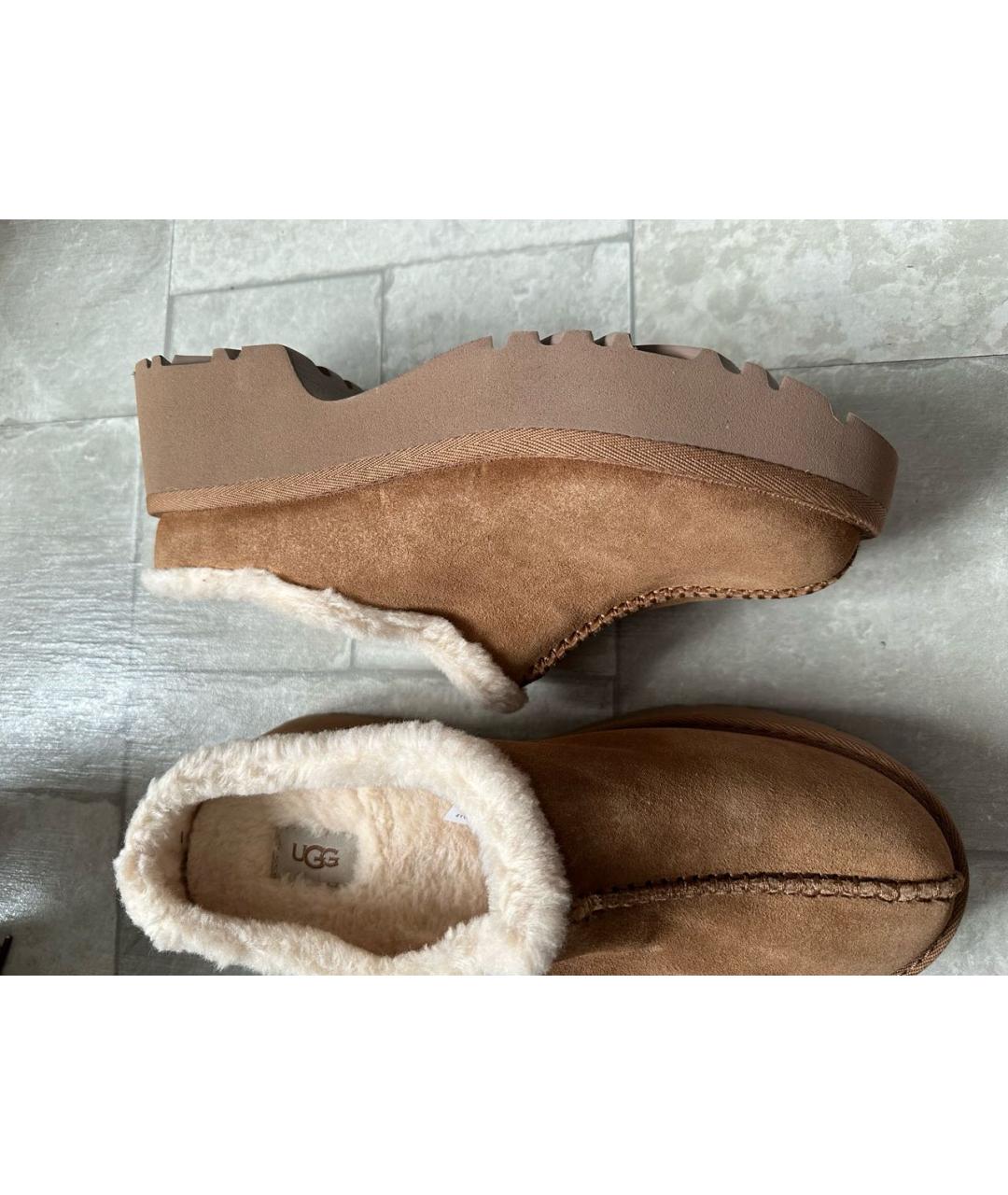 UGG AUSTRALIA Бежевые замшевые мюли, фото 3