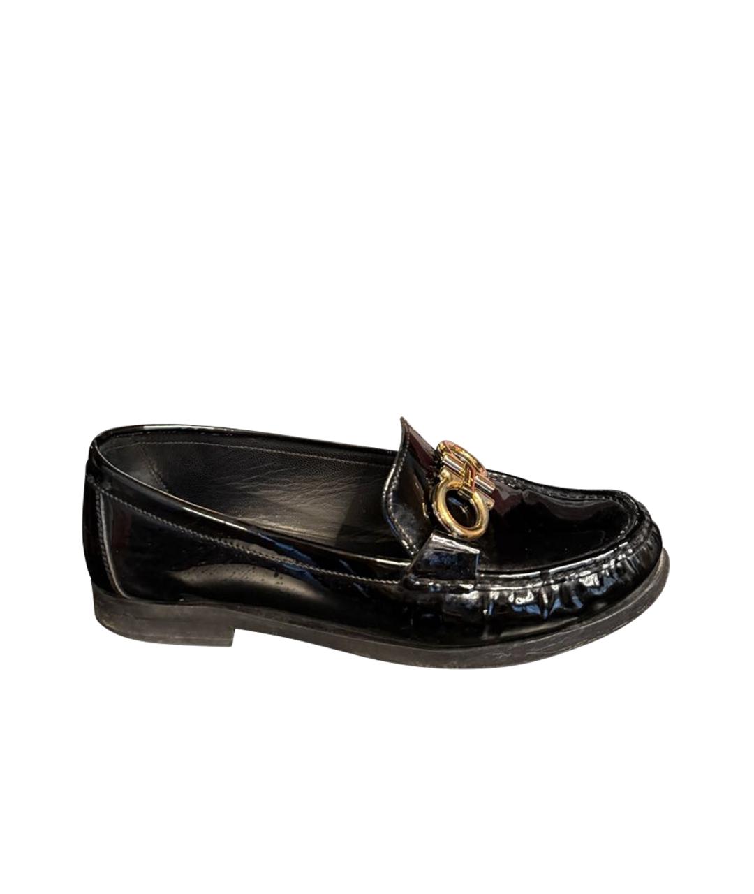 FERRAGAMO Черные лоферы из лакированной кожи, фото 1
