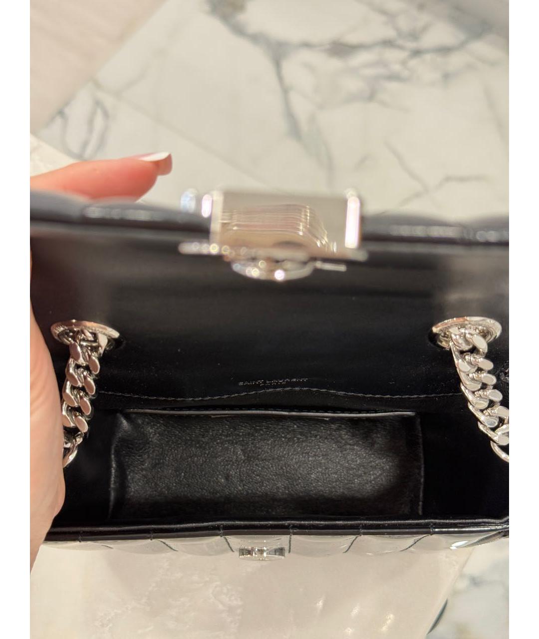 SAINT LAURENT Черная сумка через плечо из лакированной кожи, фото 4