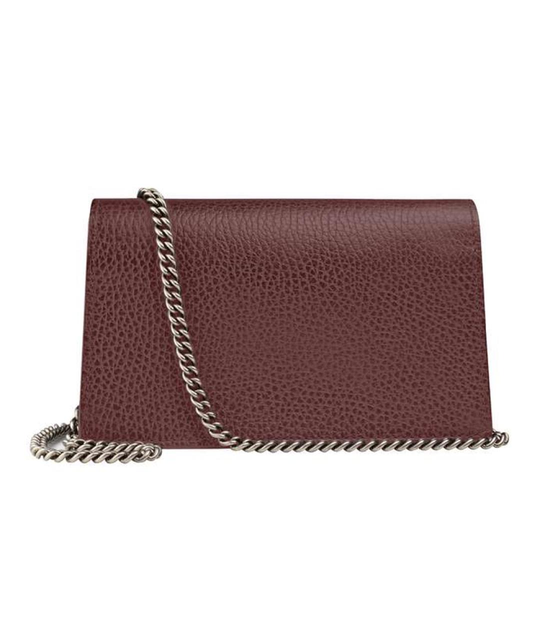 GUCCI Бордовая кожаная сумка через плечо, фото 2