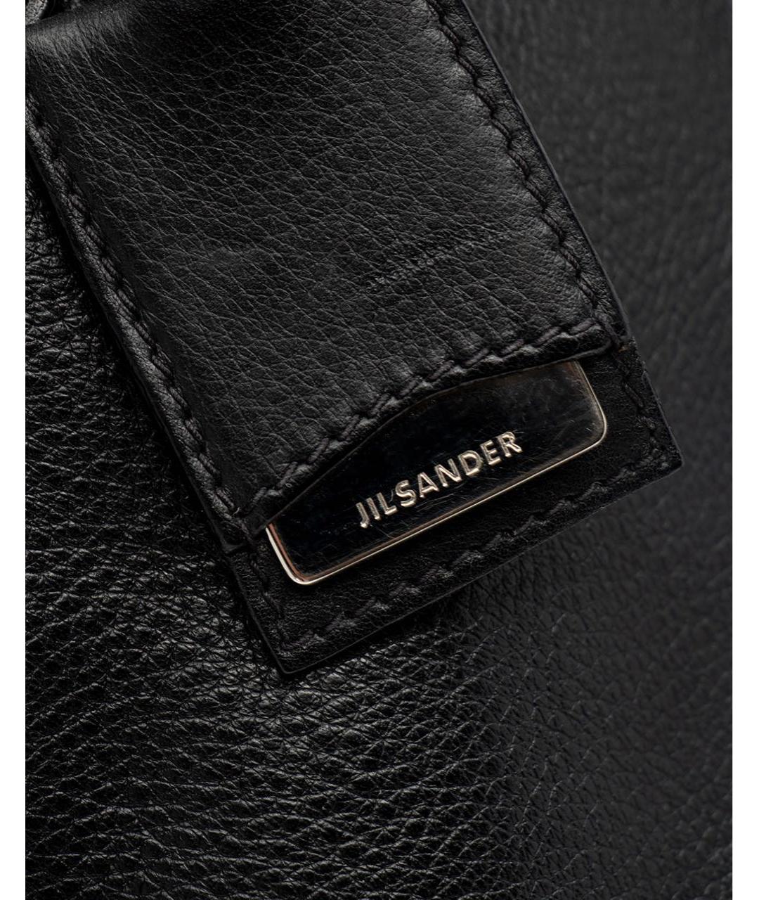 JIL SANDER Черная кожаная сумка с короткими ручками, фото 5