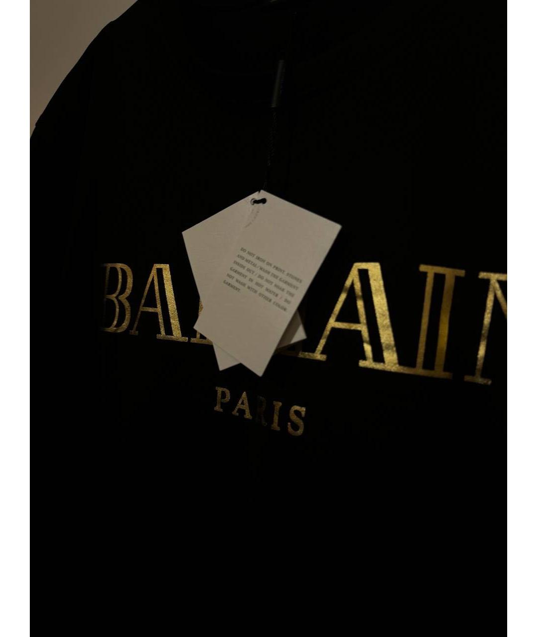 BALMAIN Черная хлопковая футболка, фото 2