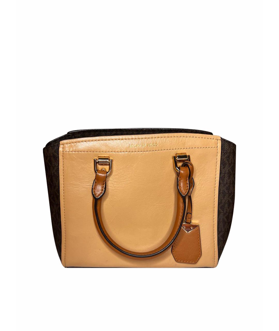 MICHAEL KORS Бежевая кожаная сумка с короткими ручками, фото 1
