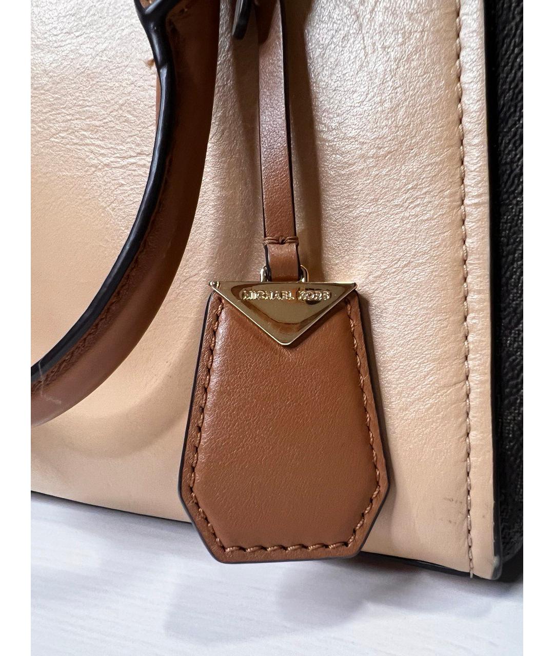 MICHAEL KORS Бежевая кожаная сумка с короткими ручками, фото 5