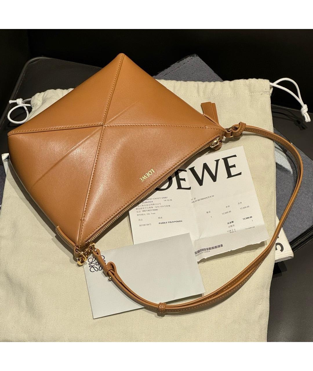 LOEWE Коричневая кожаная сумка через плечо, фото 3