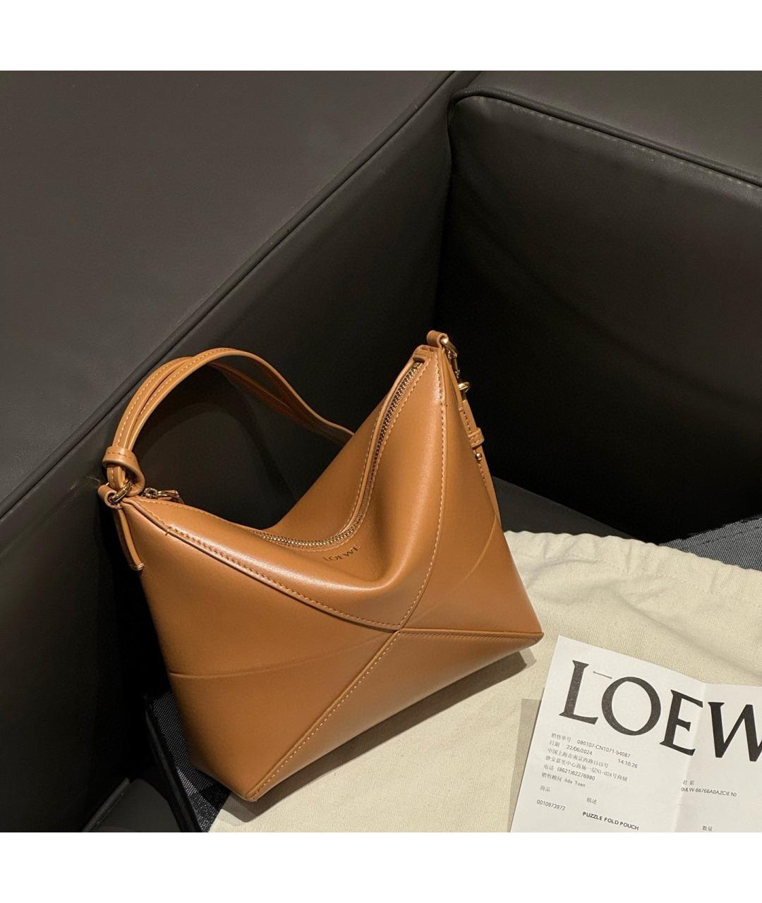 LOEWE Коричневая кожаная сумка через плечо, фото 2