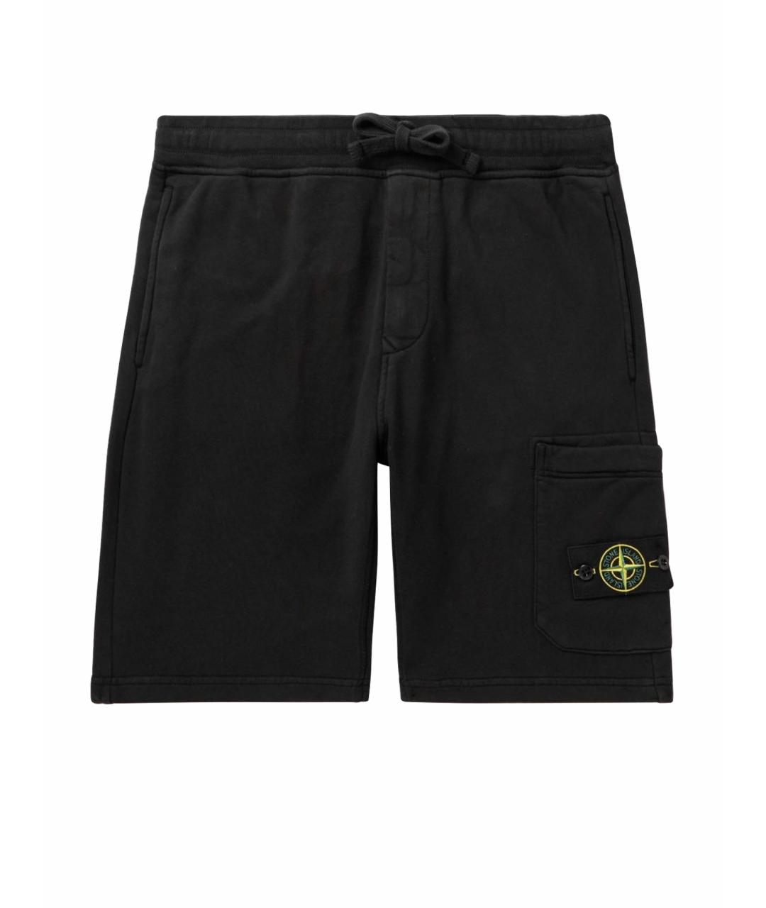 STONE ISLAND Черные хлопковые шорты, фото 1