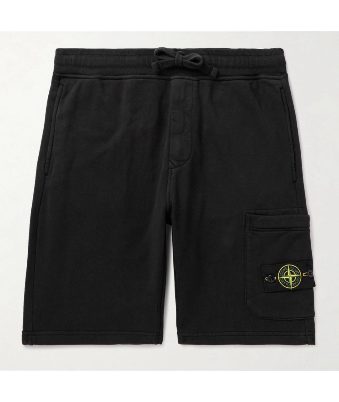 STONE ISLAND Черные хлопковые шорты, фото 5