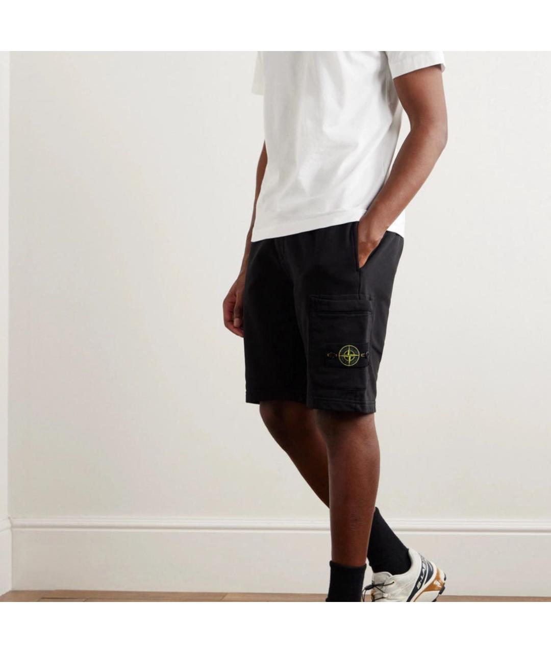 STONE ISLAND Черные хлопковые шорты, фото 4