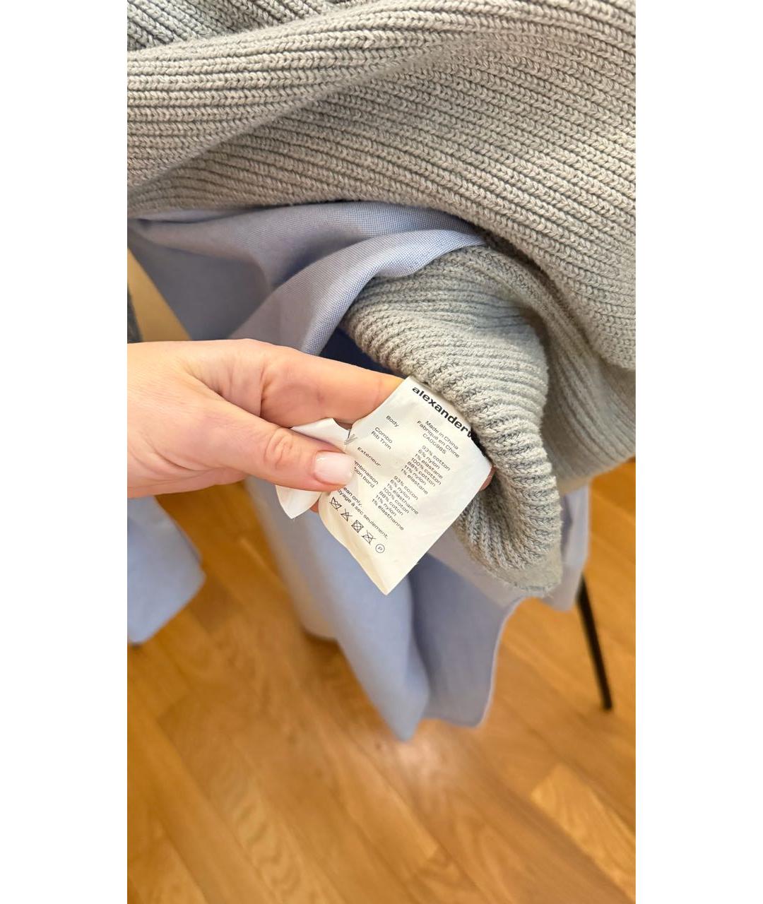 T BY ALEXANDER WANG Серый хлопковый джемпер / свитер, фото 7