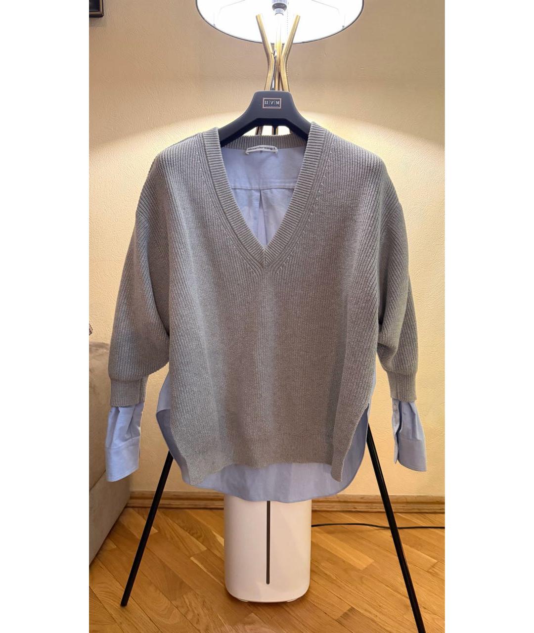 T BY ALEXANDER WANG Серый хлопковый джемпер / свитер, фото 4