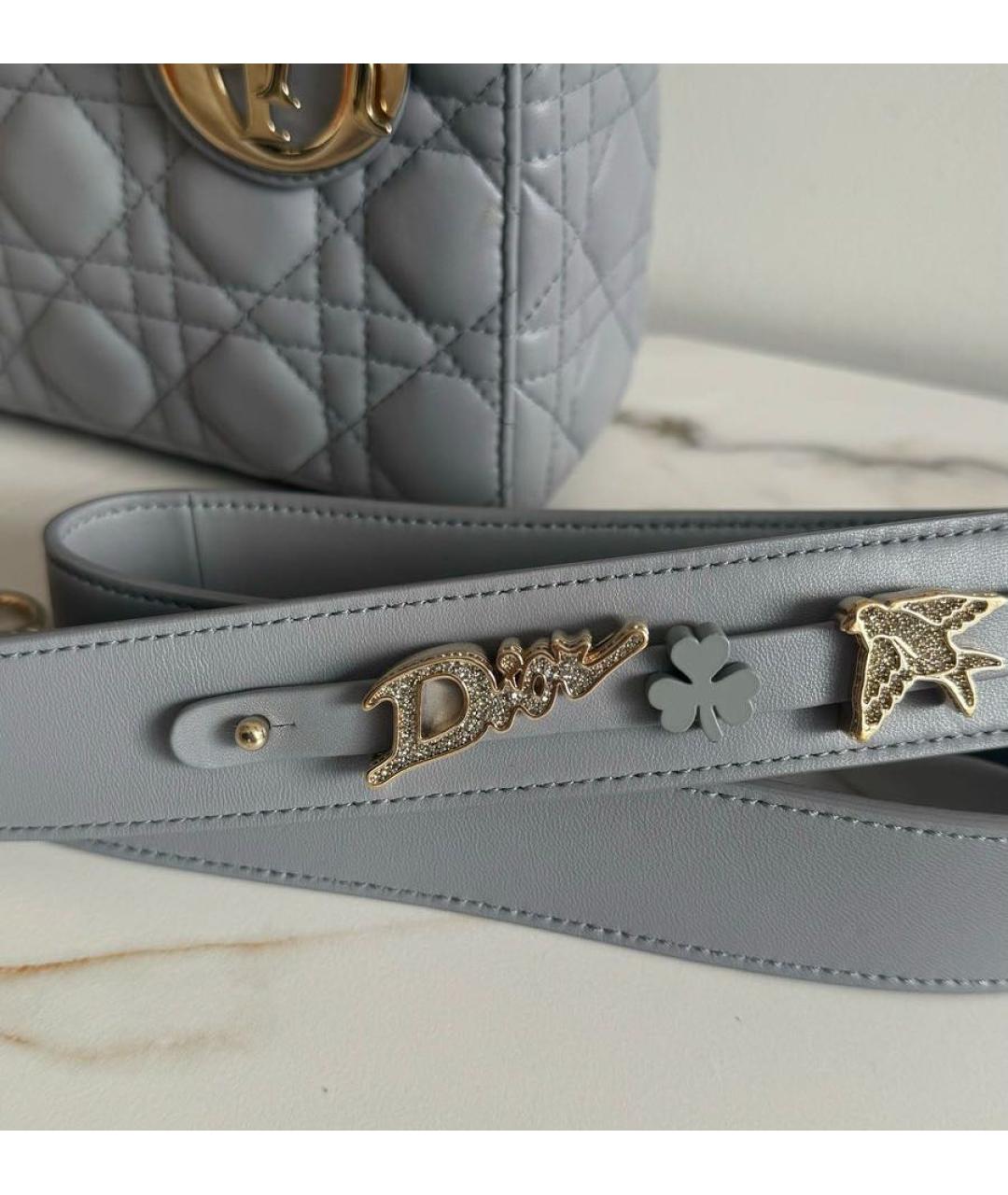 CHRISTIAN DIOR Серая кожаная сумка с короткими ручками, фото 3