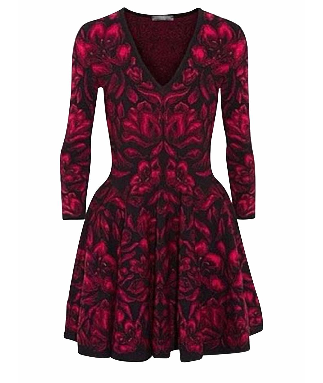 ALEXANDER MCQUEEN Бордовое хлопковое повседневное платье, фото 1