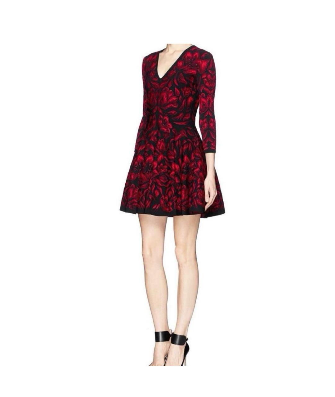 ALEXANDER MCQUEEN Бордовое хлопковое повседневное платье, фото 4