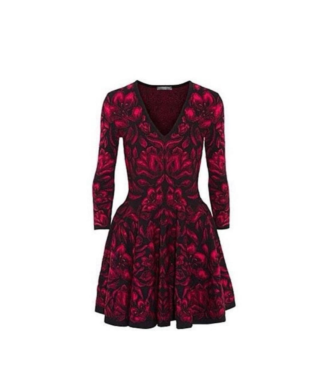 ALEXANDER MCQUEEN Бордовое хлопковое повседневное платье, фото 5