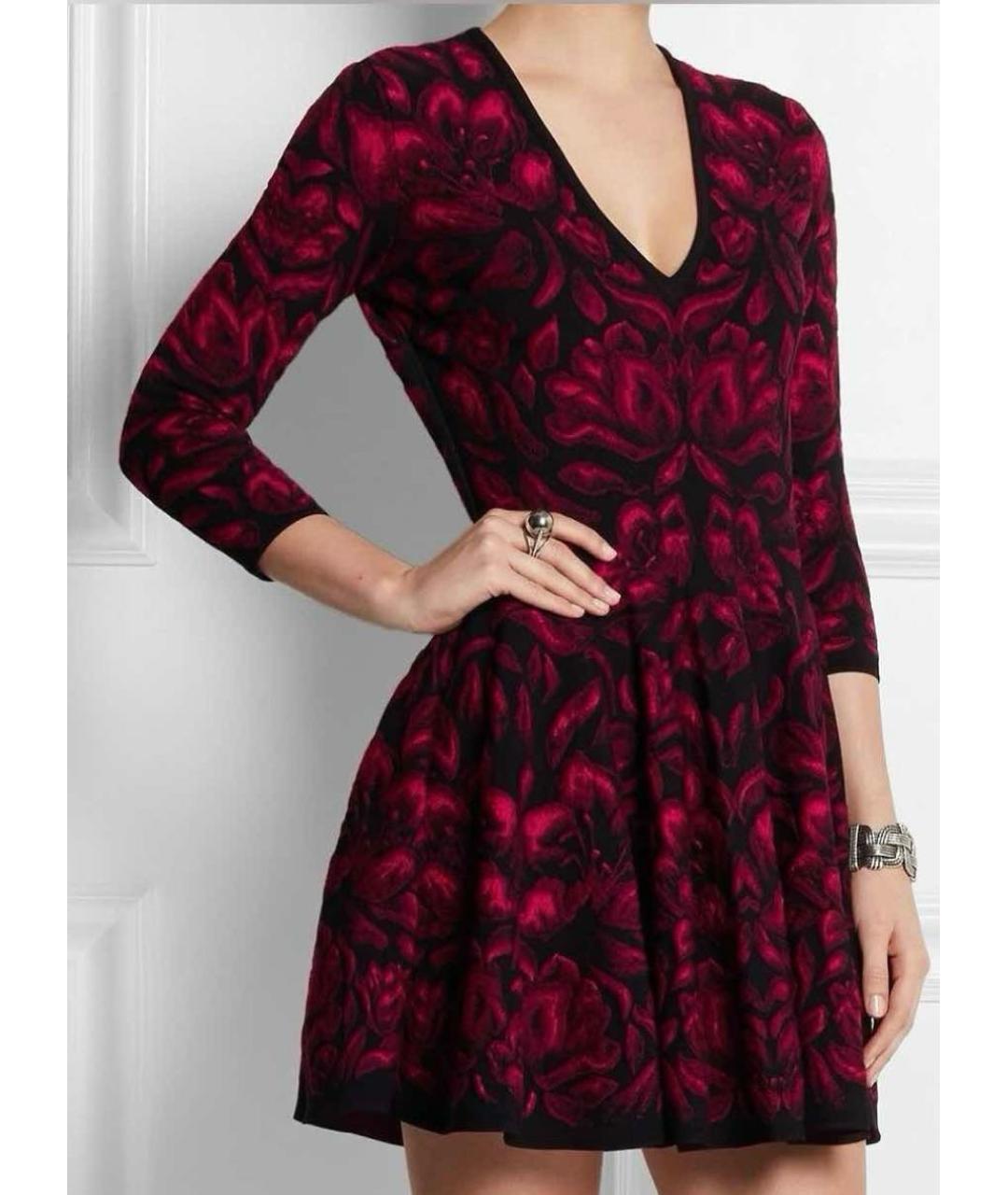 ALEXANDER MCQUEEN Бордовое хлопковое повседневное платье, фото 3