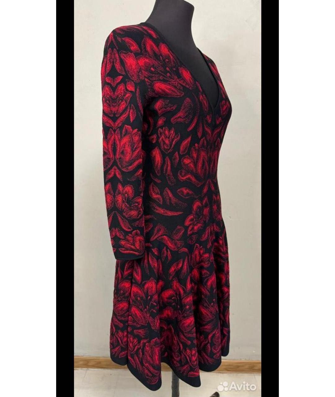 ALEXANDER MCQUEEN Бордовое хлопковое повседневное платье, фото 3
