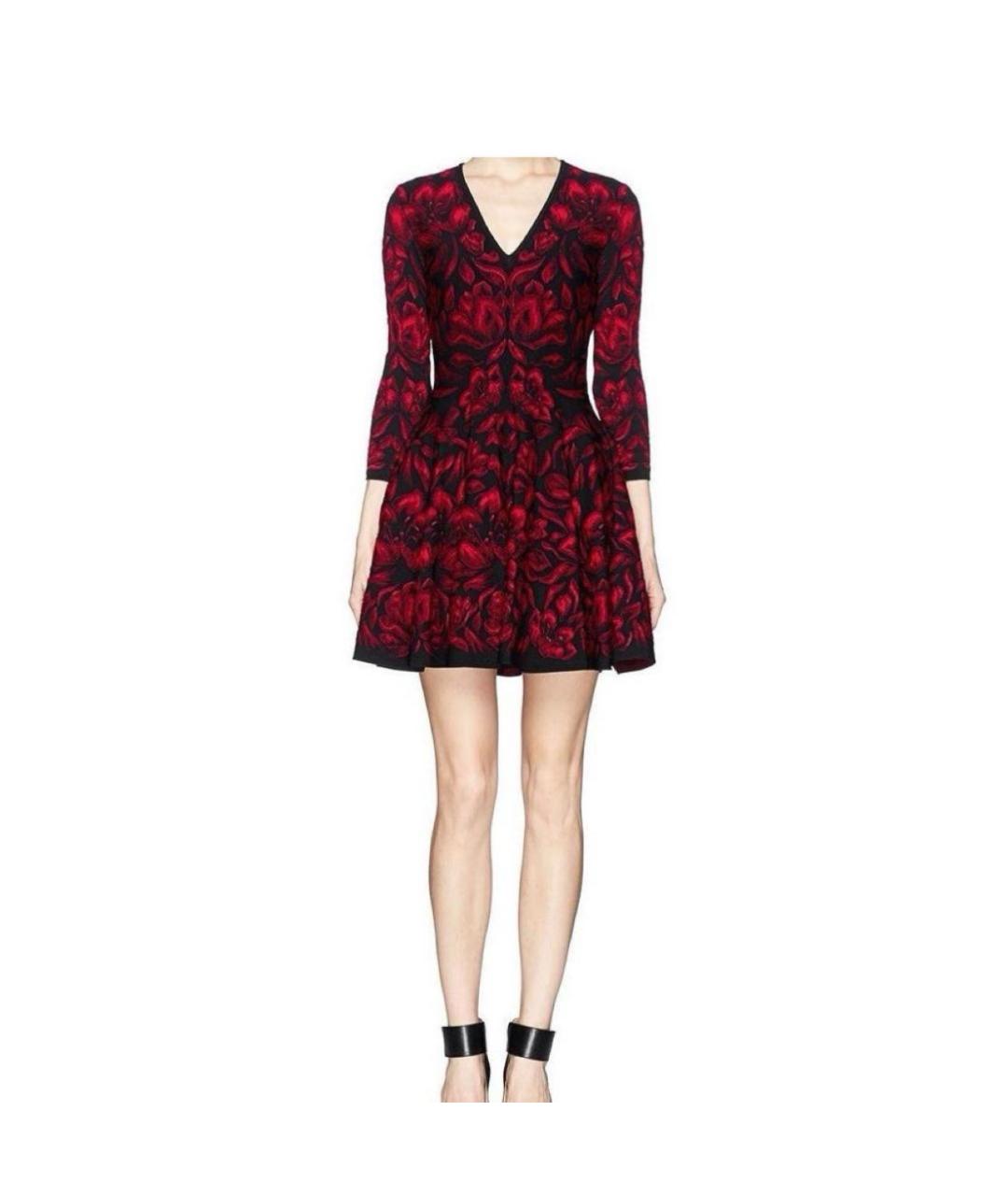 ALEXANDER MCQUEEN Бордовое хлопковое повседневное платье, фото 2