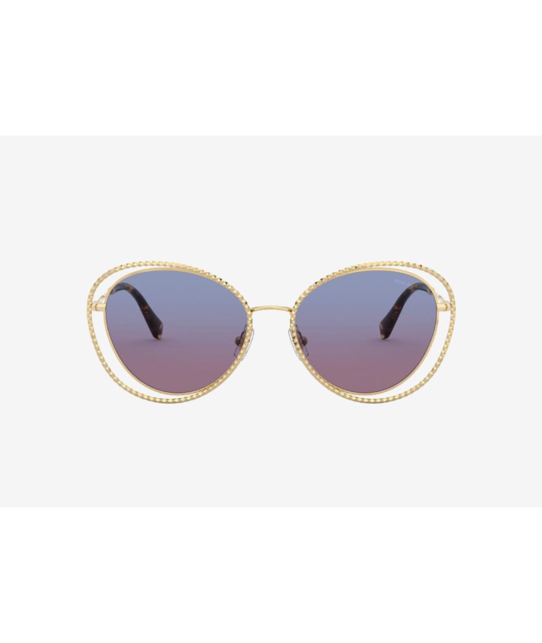 MIU MIU Золотые металлические солнцезащитные очки, фото 2