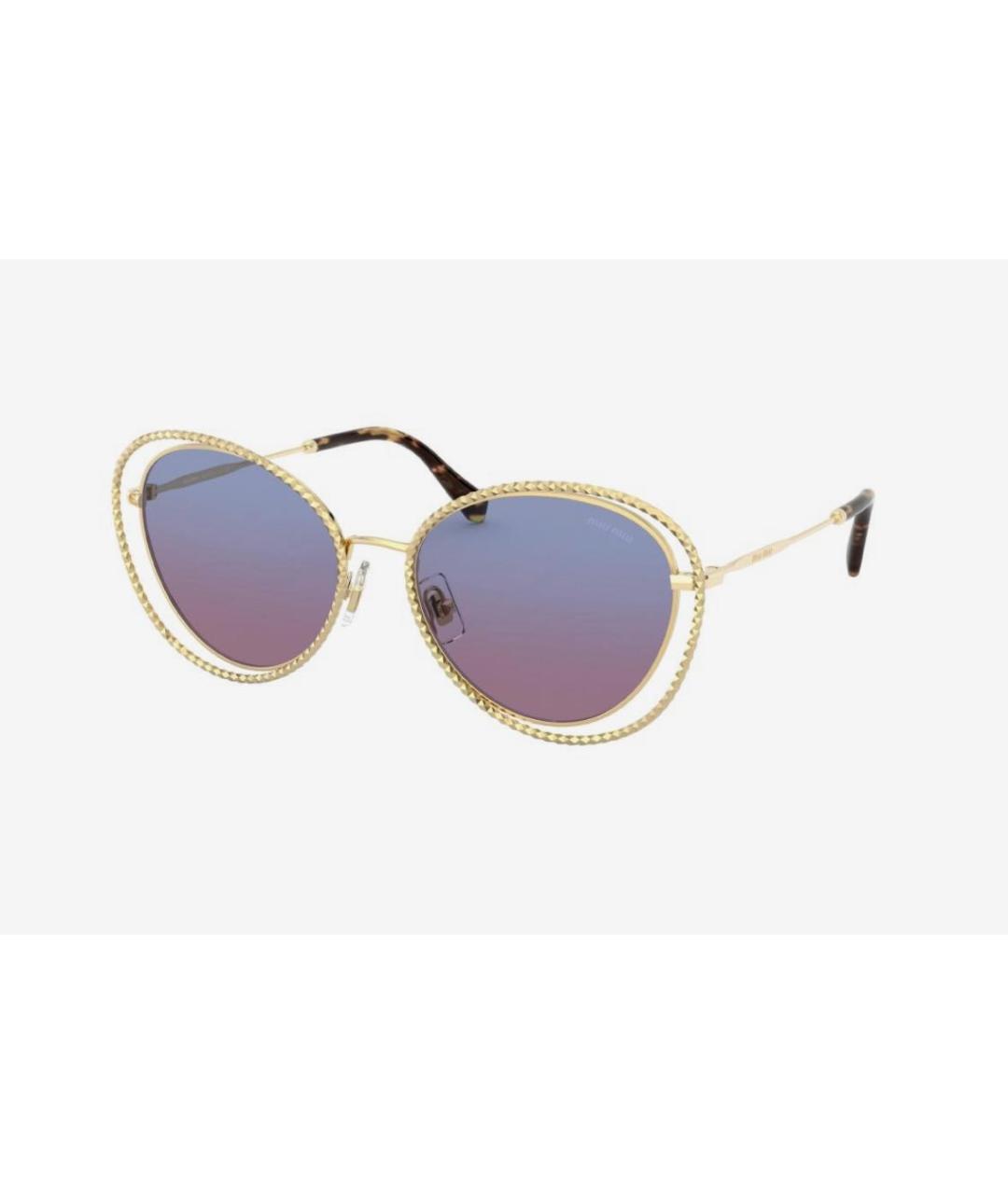 MIU MIU Золотые металлические солнцезащитные очки, фото 4