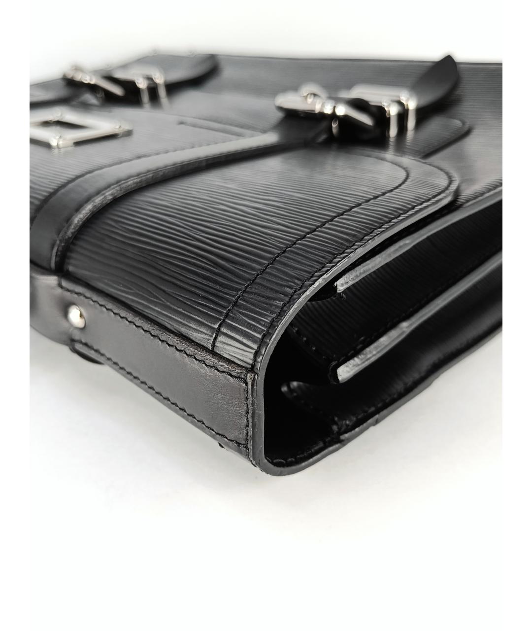 LOUIS VUITTON Черный кожаный портфель, фото 9