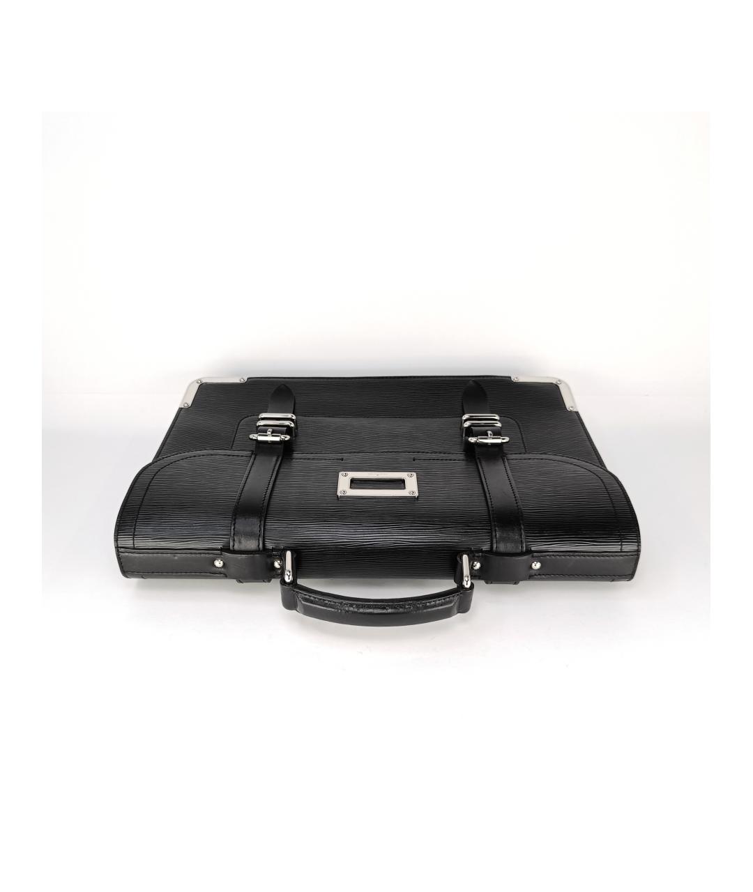 LOUIS VUITTON Черный кожаный портфель, фото 6