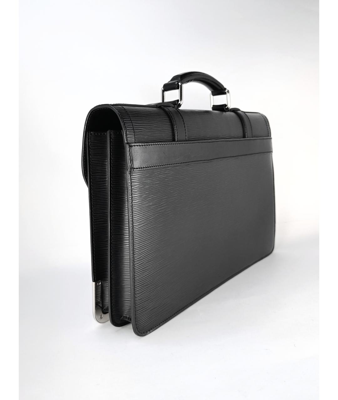 LOUIS VUITTON Черный кожаный портфель, фото 4