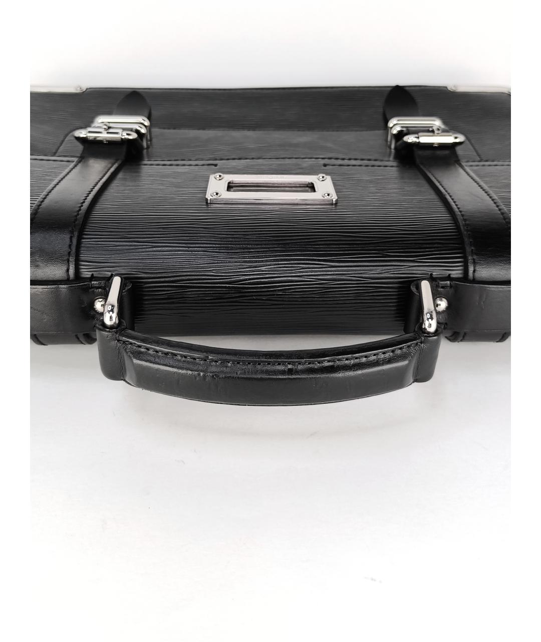 LOUIS VUITTON Черный кожаный портфель, фото 7