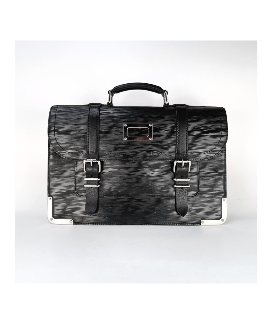 LOUIS VUITTON Черный кожаный портфель, фото 10