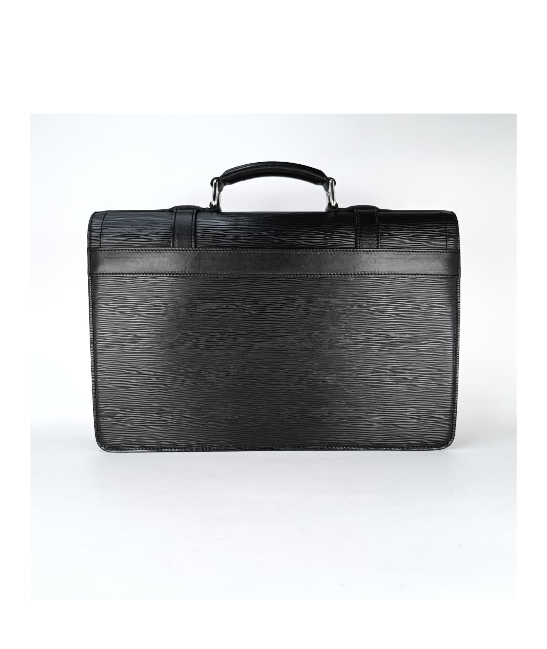 LOUIS VUITTON Черный кожаный портфель, фото 5