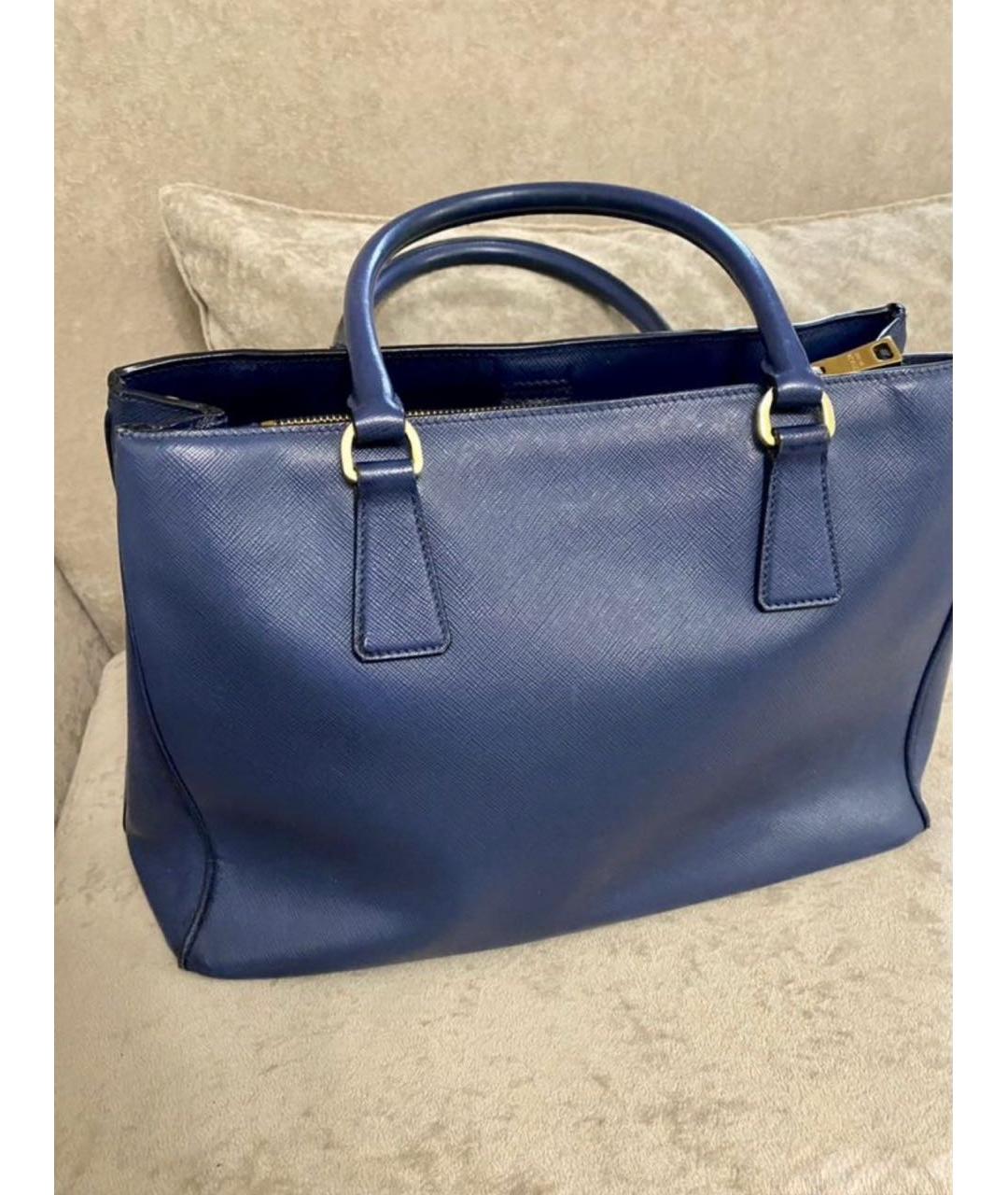 PRADA Темно-синяя кожаная сумка с короткими ручками, фото 2