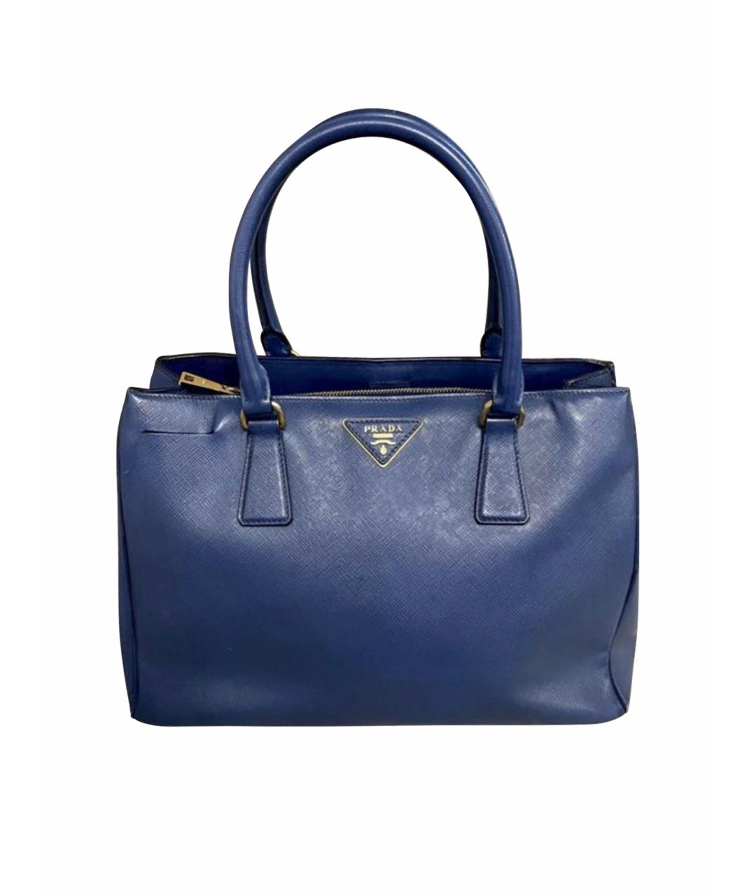 PRADA Темно-синяя кожаная сумка с короткими ручками, фото 1