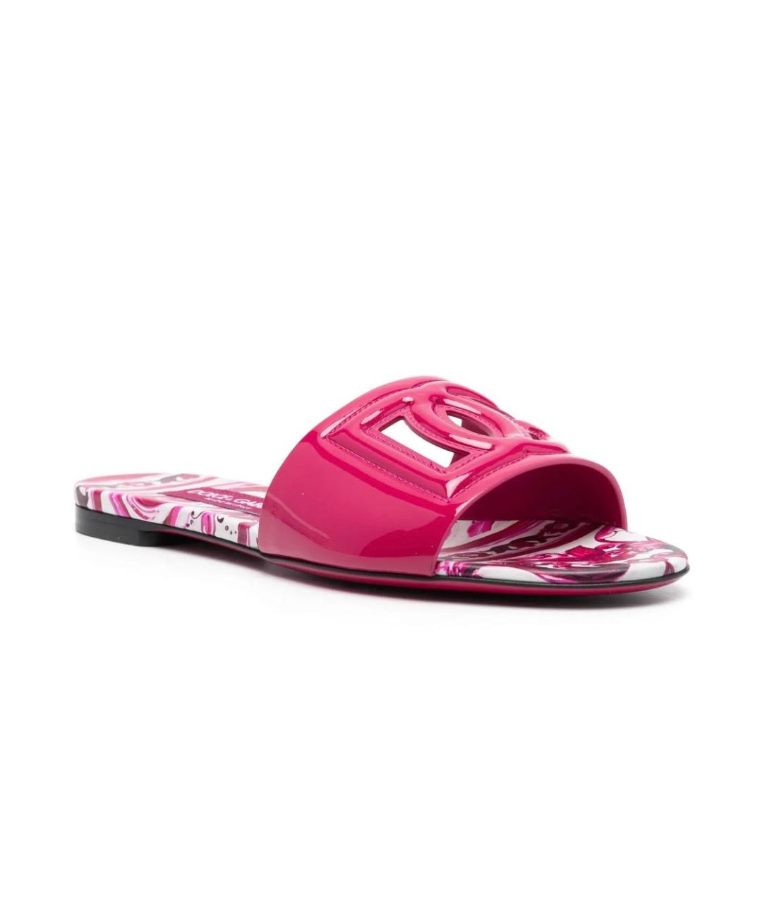 DOLCE&GABBANA Фуксия шлепанцы из лакированной кожи, фото 3