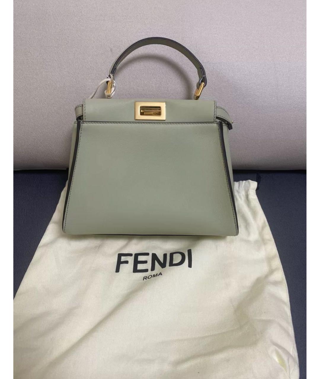 FENDI Зеленая кожаная сумка через плечо, фото 5