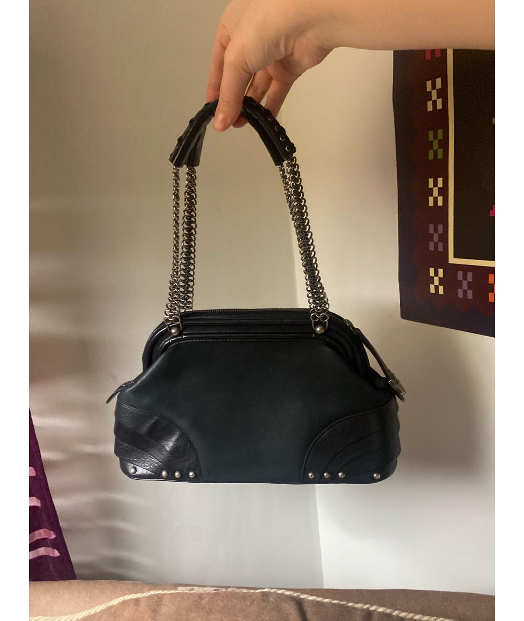 CHRISTIAN DIOR Черная кожаная сумка с короткими ручками, фото 3
