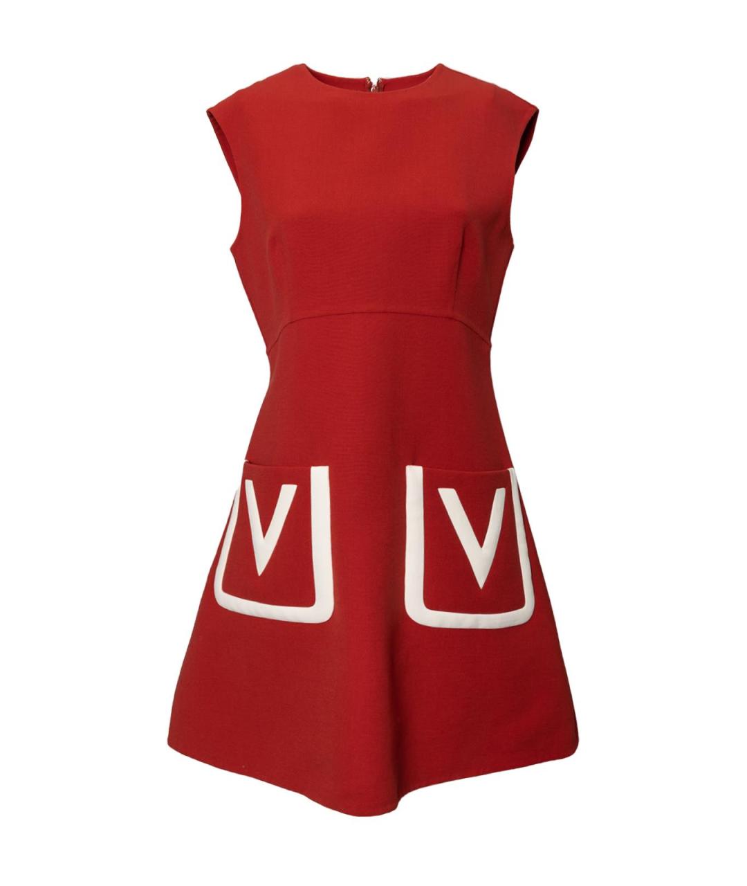 VALENTINO Красное шерстяное повседневное платье, фото 2