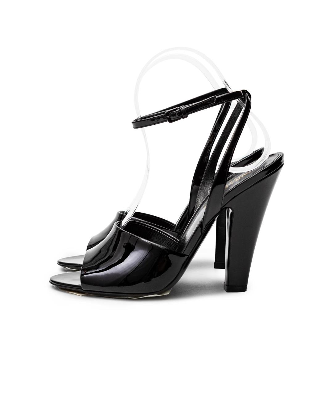 SAINT LAURENT Черные босоножки из лакированной кожи, фото 6