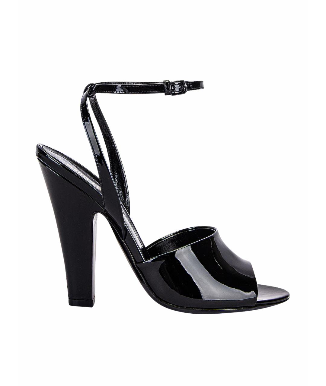 SAINT LAURENT Черные босоножки из лакированной кожи, фото 1
