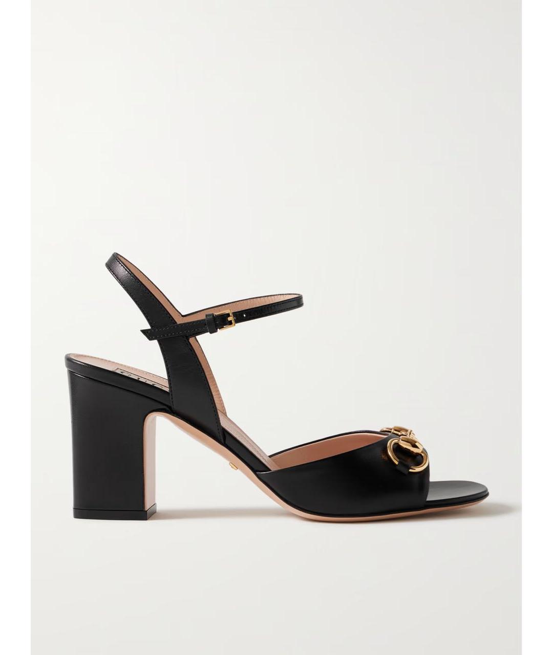 GUCCI Черные кожаные босоножки, фото 5