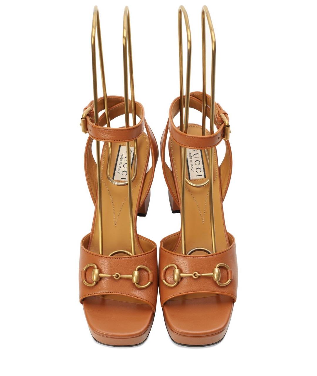 GUCCI Коричневые кожаные босоножки, фото 2
