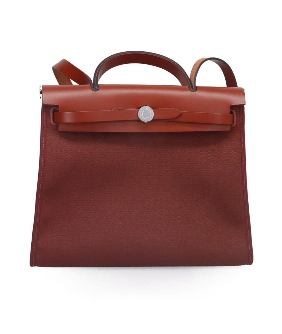 HERMES Бордовая кожаная сумка тоут, фото 1