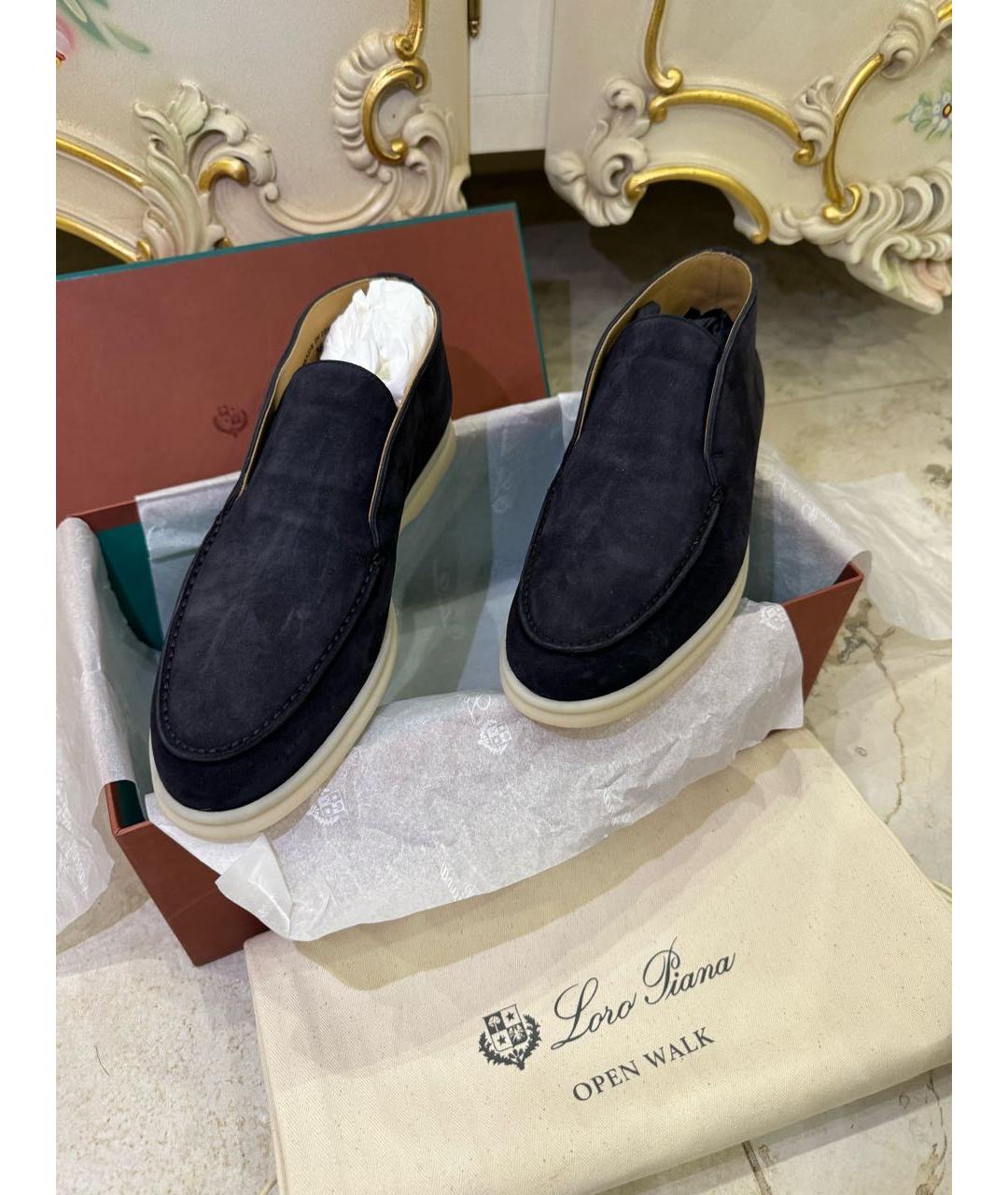 LORO PIANA Черные замшевые лоферы, фото 5