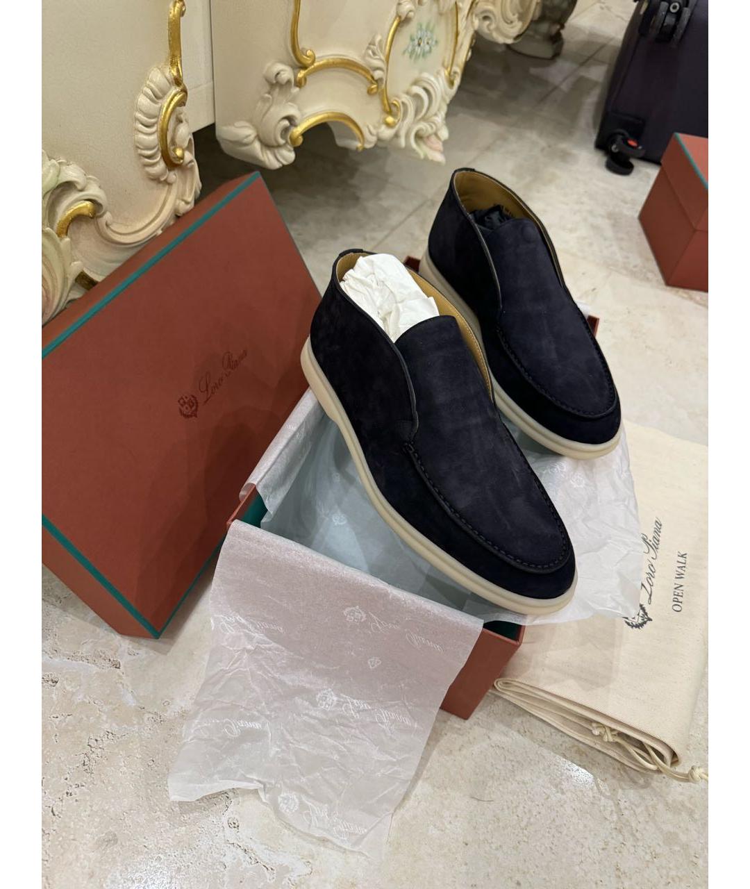 LORO PIANA Черные замшевые лоферы, фото 4