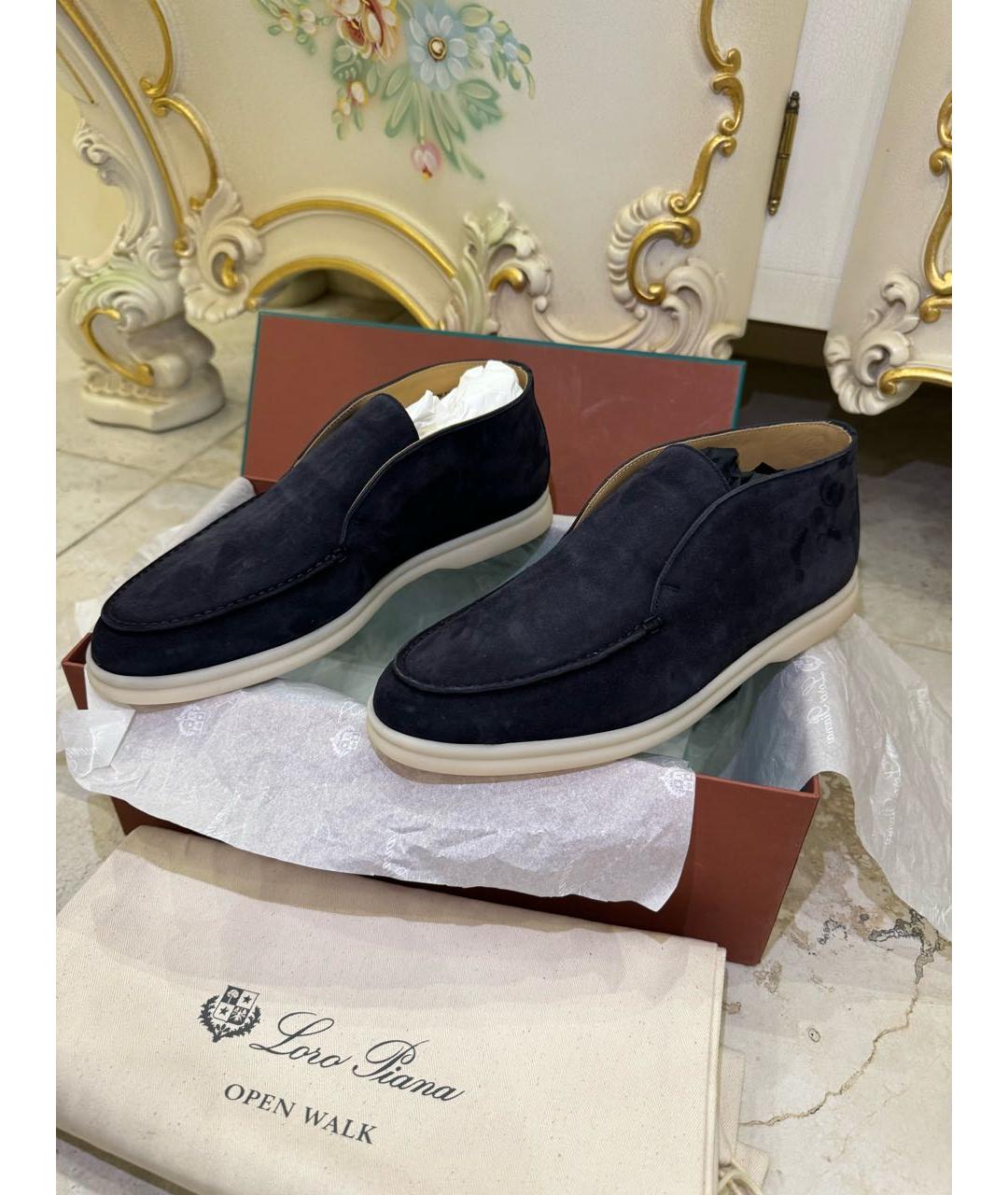 LORO PIANA Черные замшевые лоферы, фото 6