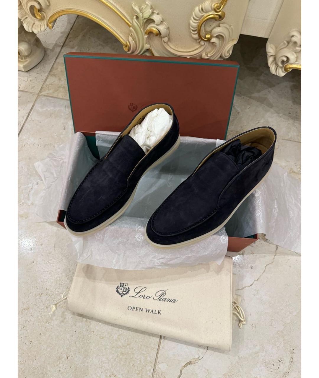 LORO PIANA Черные замшевые лоферы, фото 3