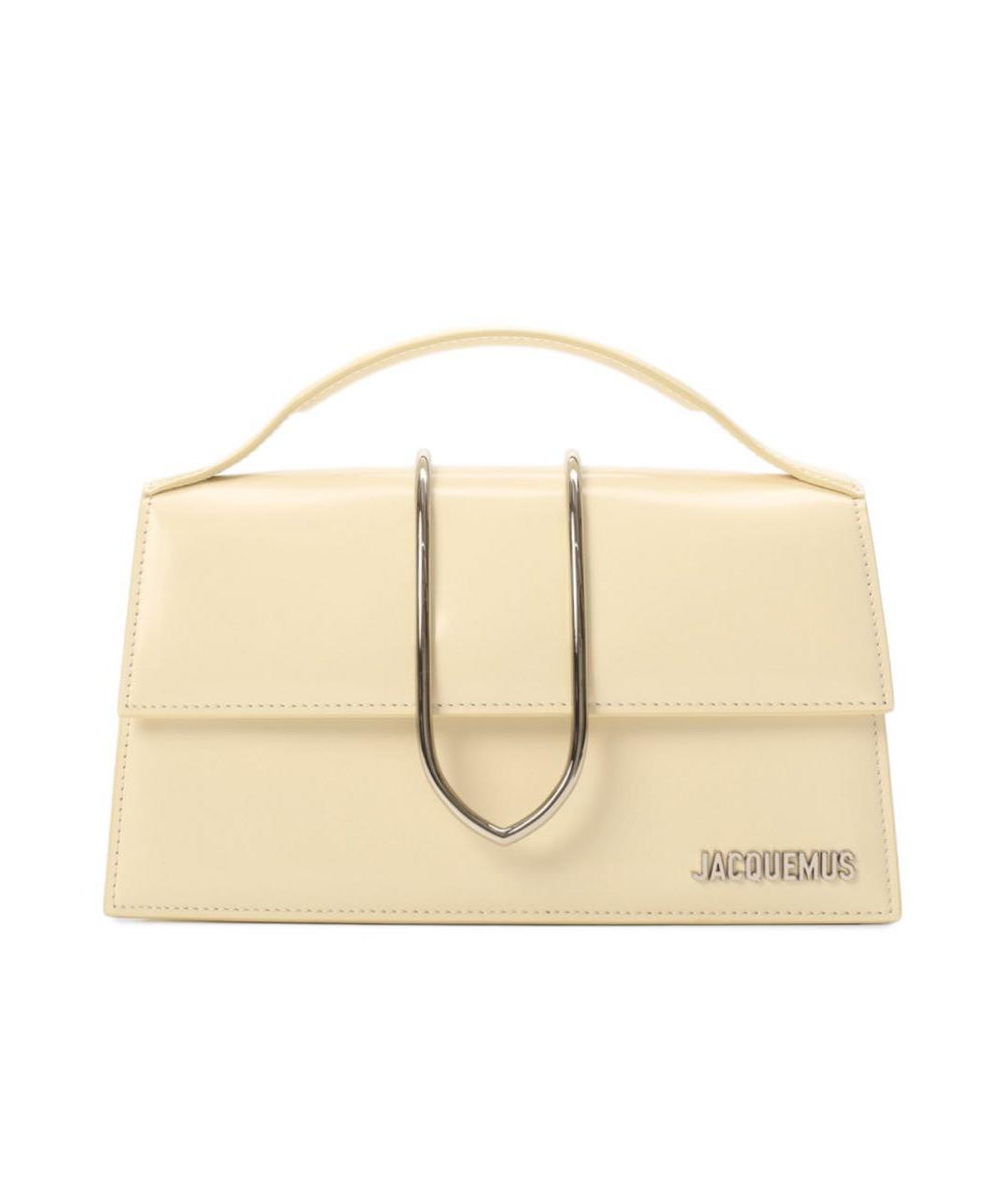 JACQUEMUS Бежевая сумка с короткими ручками из лакированной кожи, фото 1