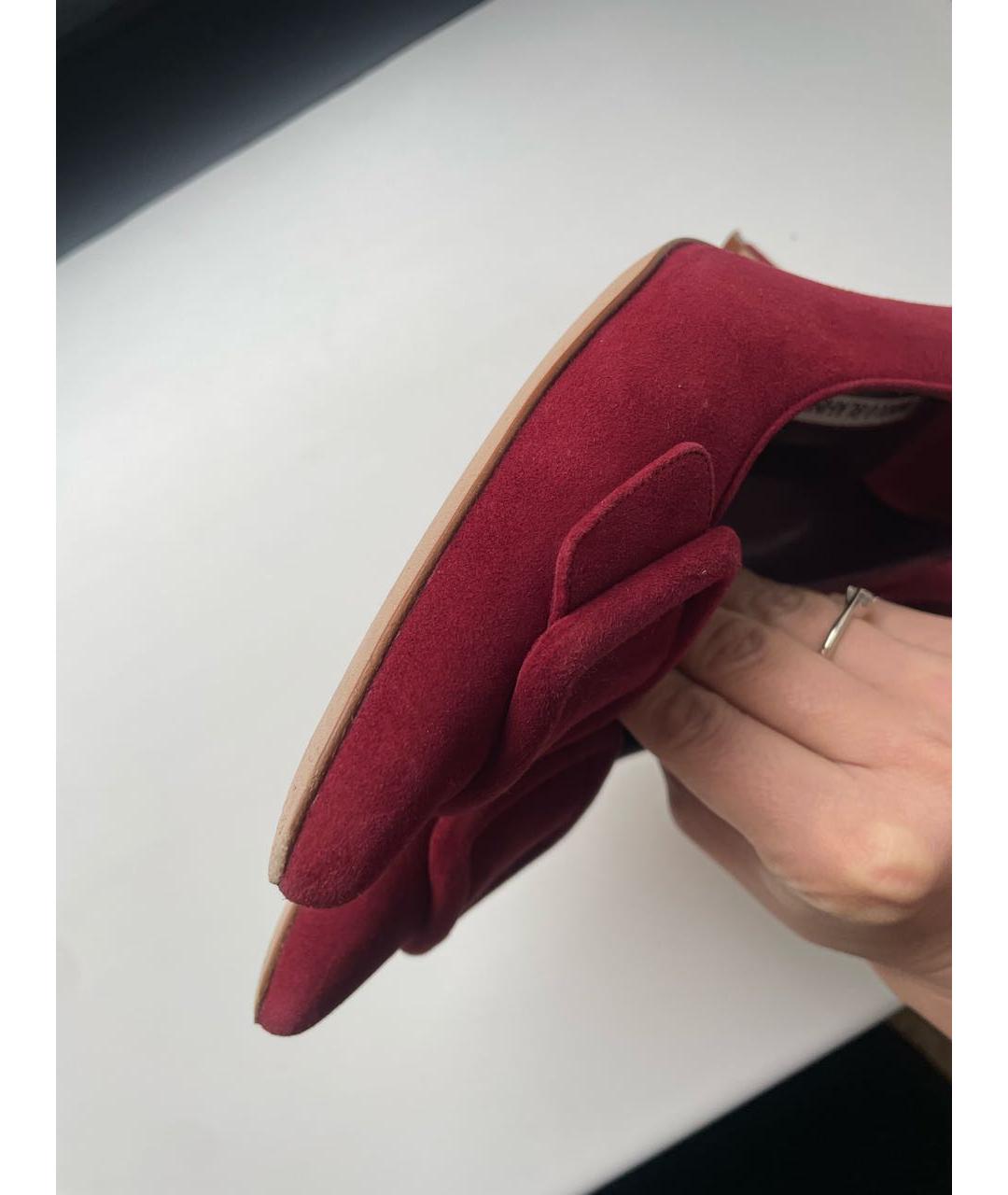 MANOLO BLAHNIK Бордовые замшевые туфли, фото 9