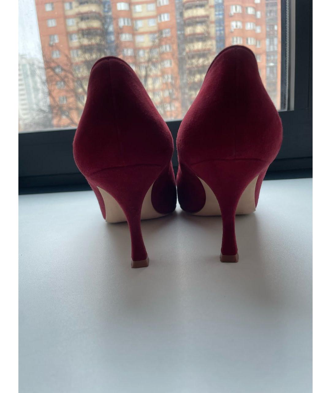 MANOLO BLAHNIK Бордовые замшевые туфли, фото 5