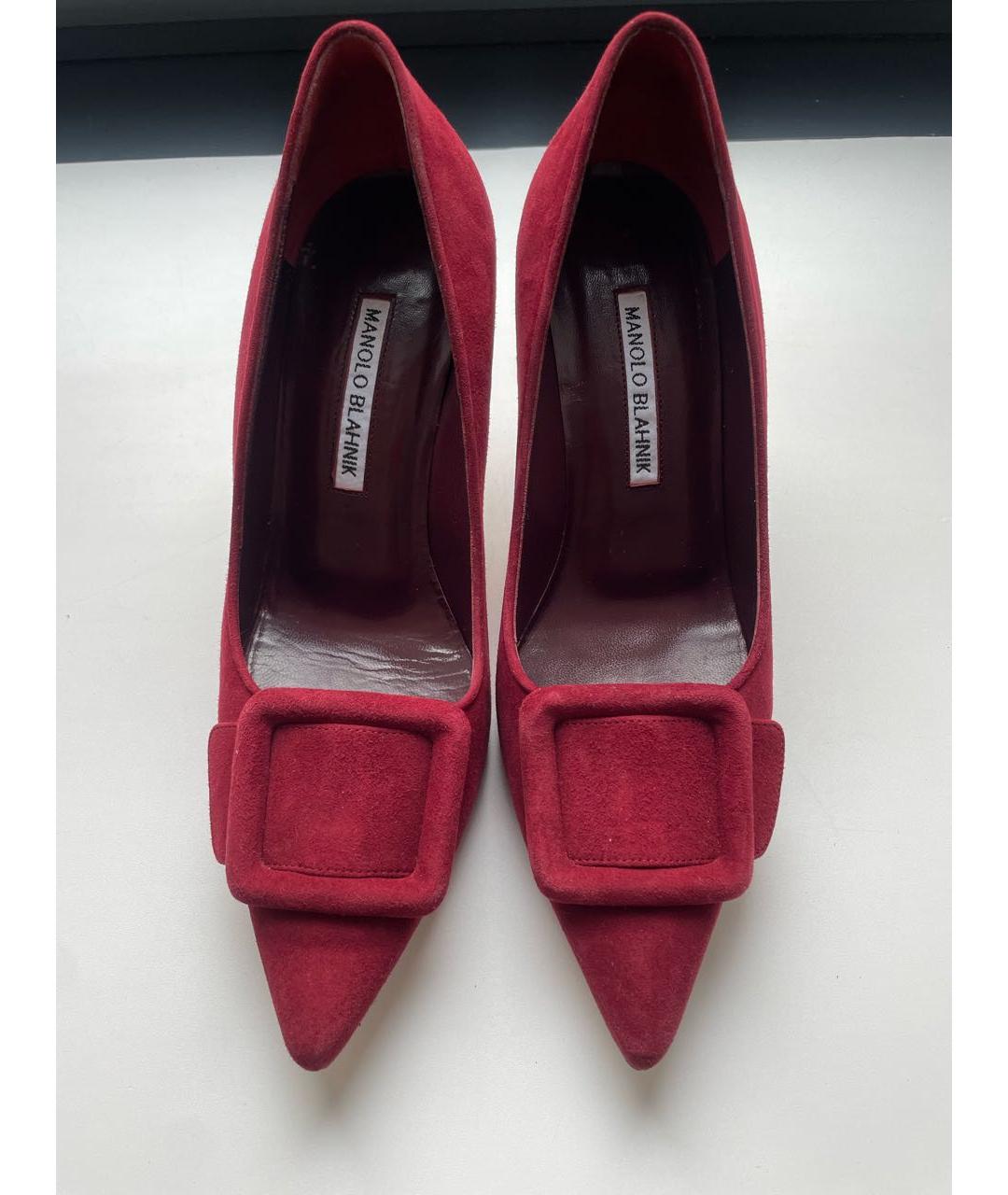MANOLO BLAHNIK Бордовые замшевые туфли, фото 3