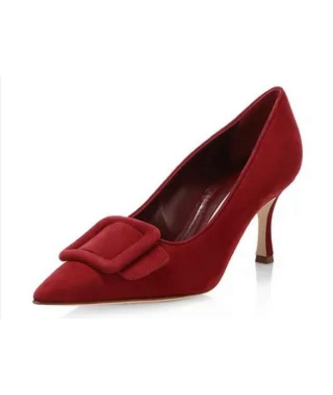 MANOLO BLAHNIK Бордовые замшевые туфли, фото 10